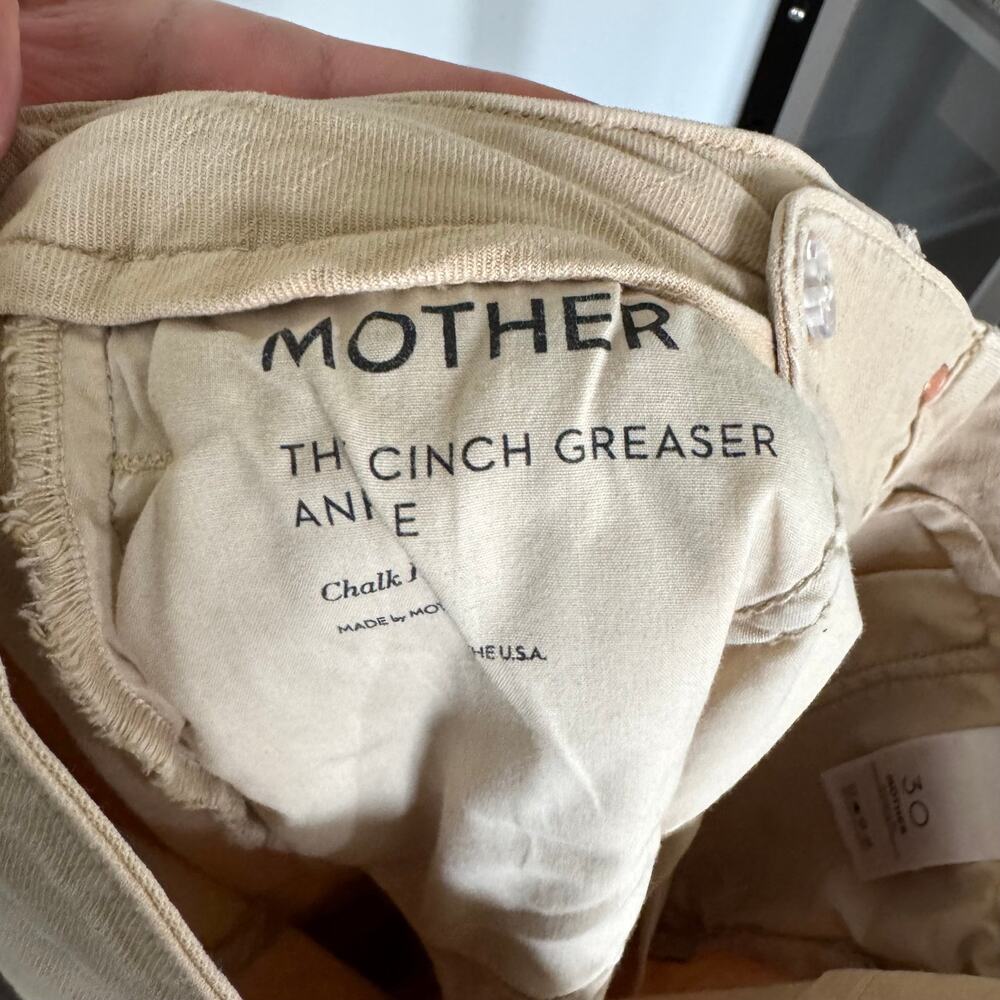 Mother The Cinch Greaser High Rise Wide Leg Tan Trouser 30 Chalk It Up Jeans - Picture 7 of 7